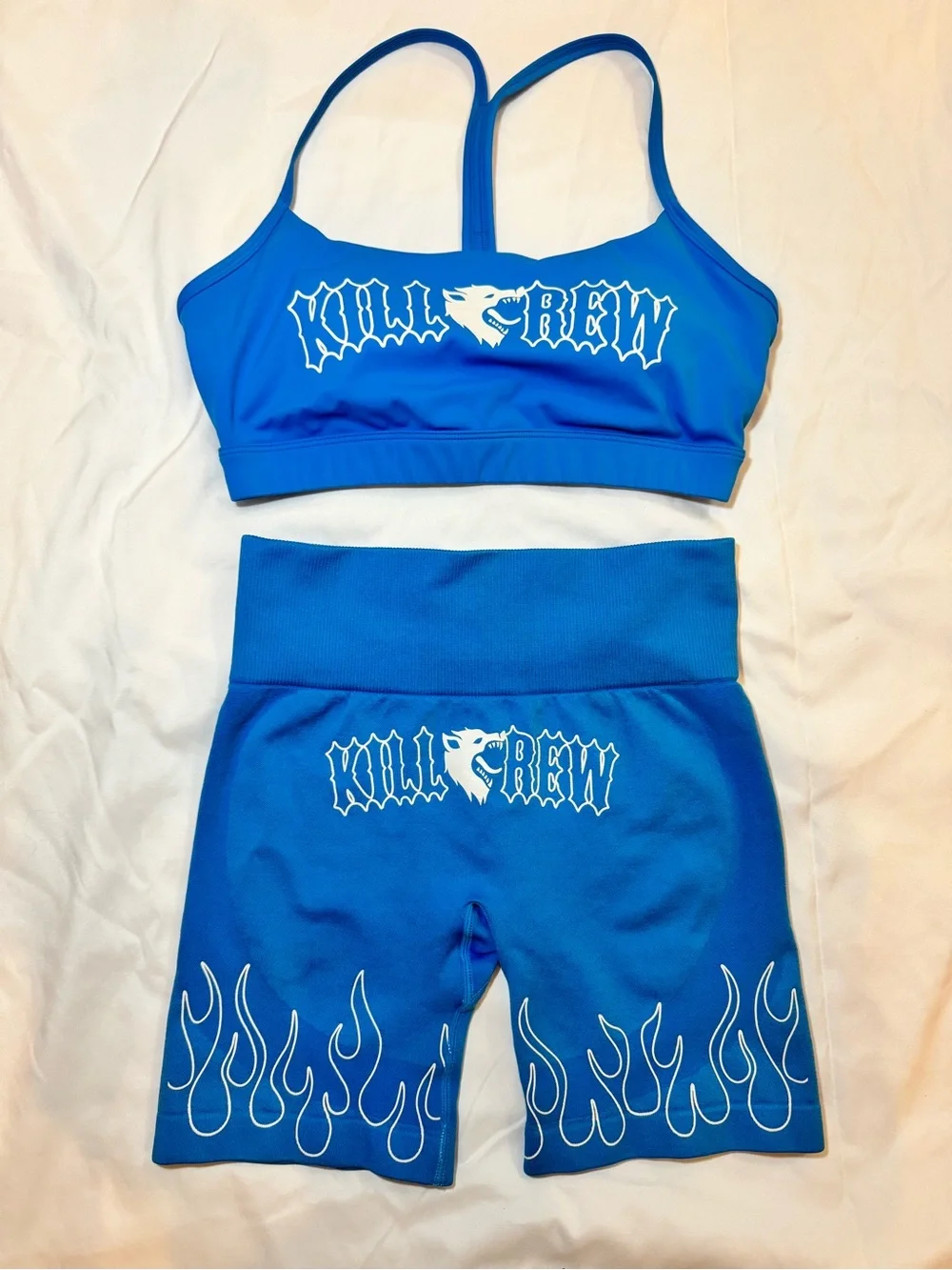 Kill Crew Seamless Flames Biker Shorts & Sports Bra Set